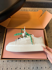 MIUMIU 26S SNEAKERS 50MM IN SAND BEIGE SUEDE