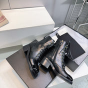 CHANEL ANKLE BOOTS 25S 50 MM IN BLACK LAMBSKIN WITH ZIPPER