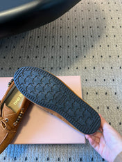 MIUMIU 26S TASSEL LOAFERS IN CARAMEL BROWN SUEDE
