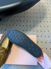 MIUMIU 26S TASSEL LOAFERS IN OLIVE BROWN SUEDE