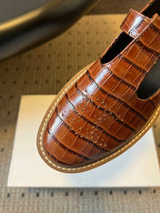 CELINE 26S MARY JANE SHOES 40 MM IN DARK BROWN CALFSKIN
