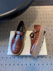 CELINE 26S MARY JANE SHOES 40 MM IN DARK BROWN CALFSKIN