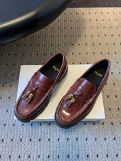 CELINE 26S LOAFER IN WINE RED CALFSKIN