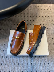 CELINE 26S LOAFER IN BROWN CALFSKIN WITH GOLD HARDWARE