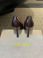 JIMMY CHOO 26S HIGH HEELS 70 MM IN DARK RED PATENT CALFSKIN