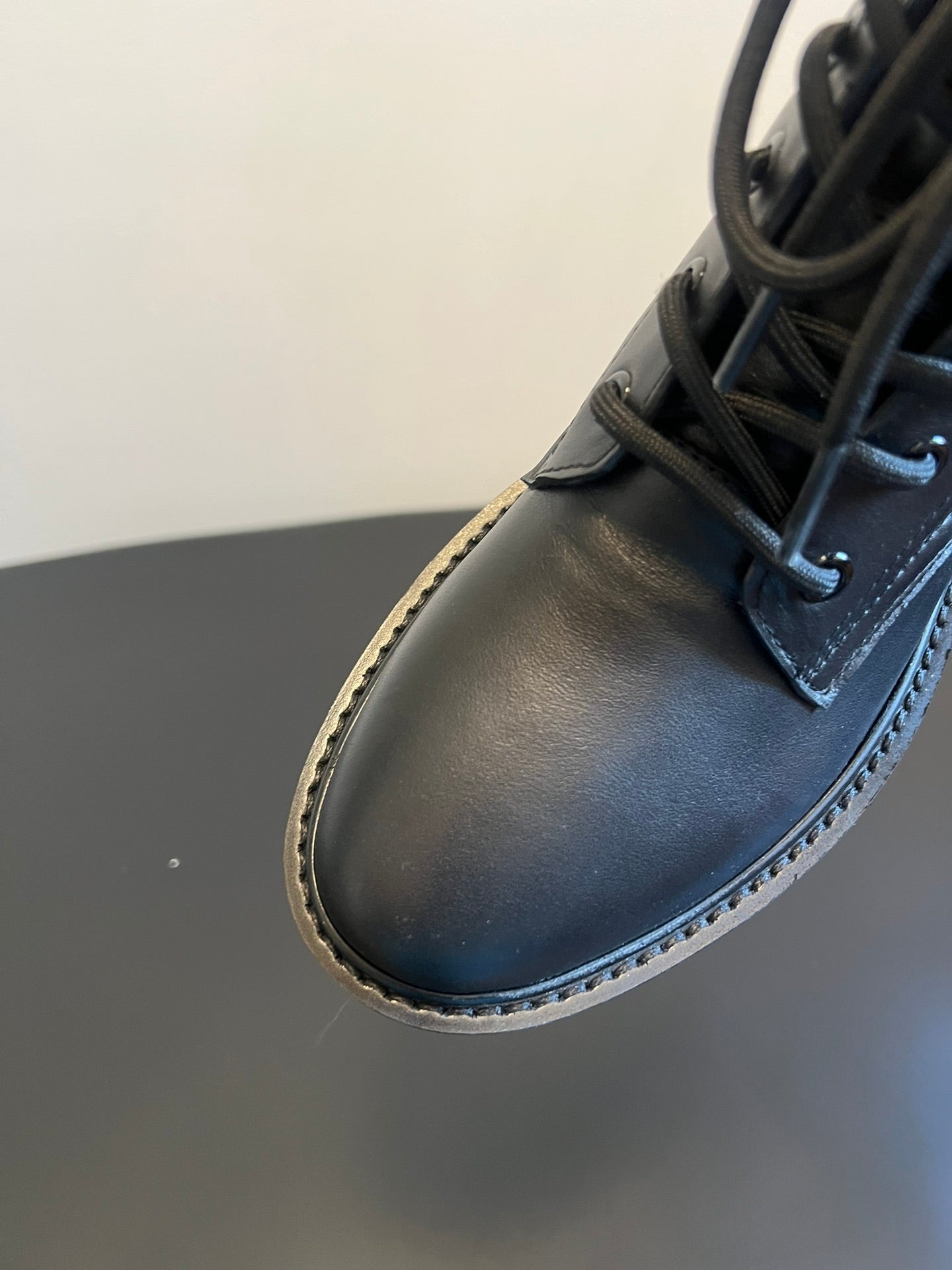 CELINE 26S MARGARET COMBAT BOOT 45 MM IN BLACK CALFSKIN