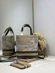 DIOR 26S BOOK TOTE BAG 25 IN MUTICOLOR RAFFIA STYLE 4