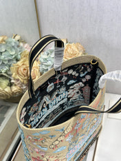 DIOR 26S BOOK TOTE BAG 34 IN MUTICOLOR RAFFIA STYLE 2