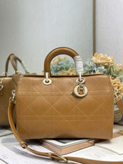 DIOR 26S CANNAGE GRANVILLE BAG 34 IN LIGHT BROWN CALFSKIN