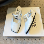 LOEWE 26S ONDA MULE 45MM IN WHITE GLOSSY CALFSKIN