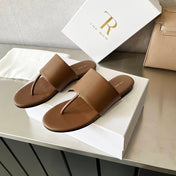 THE ROW 26S FLAT THONG SANDALS IN BROWN CALFSKIN