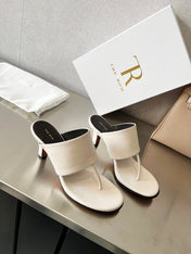THE ROW 26S HEELED THONG MULES 60MM IN WHITE CALFSKIN