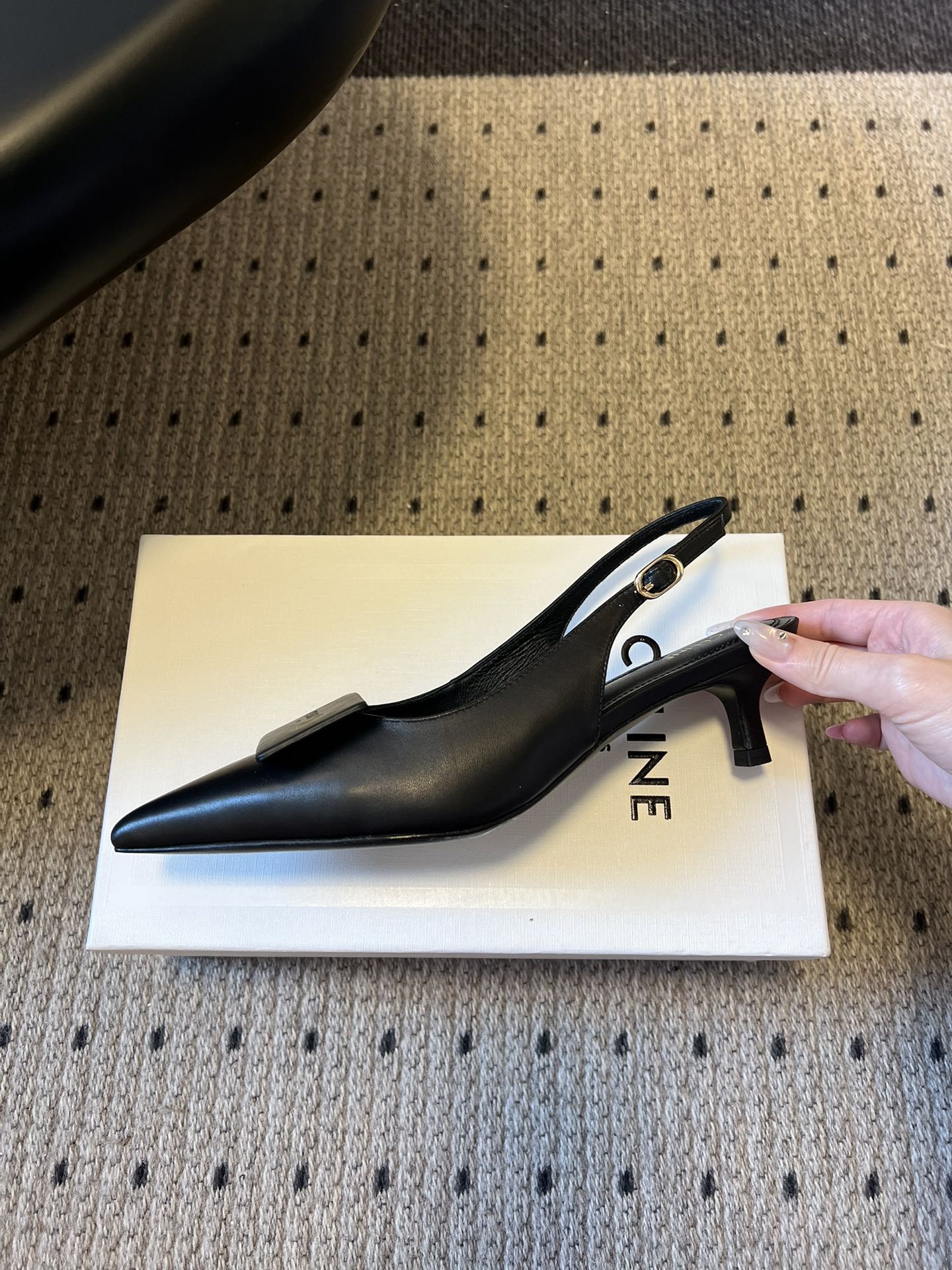 CELINE 26S HIGH-HEEL SLINGBACK 45 MM IN BLACK CALFSKIN
