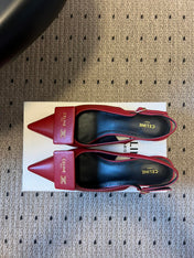 CELINE 26S HIGH-HEEL SLINGBACK 45 MM IN DARK RED CALFSKIN