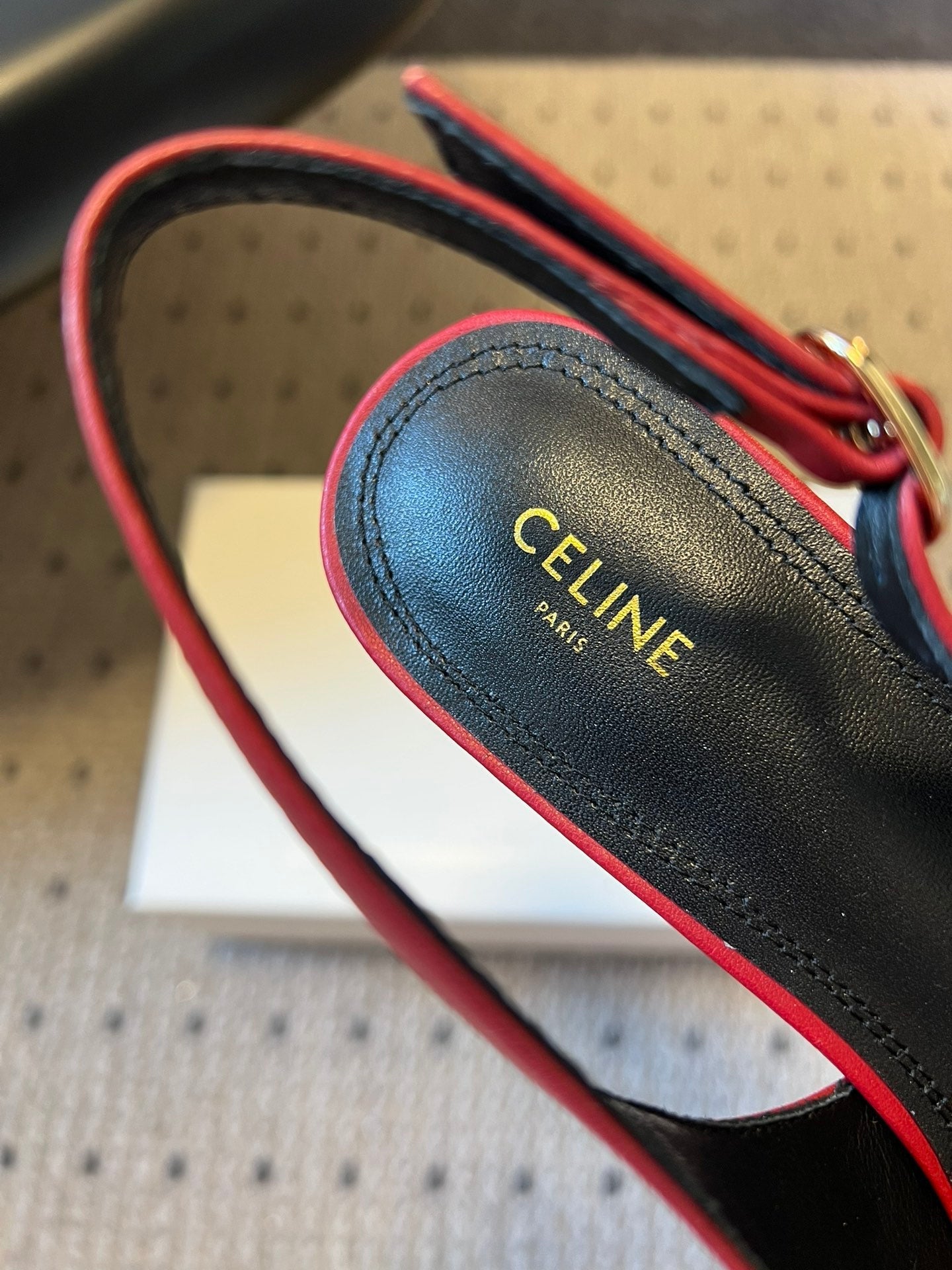 CELINE 26S HIGH-HEEL SLINGBACK 45 MM IN DARK RED CALFSKIN