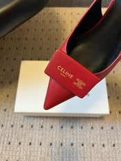 CELINE 26S HIGH-HEEL SLINGBACK 45 MM IN DARK RED CALFSKIN