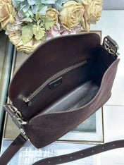 DIOR 26S DIORLY BAG 33 IN DRAK BROWN SUEDE