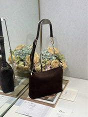 DIOR 26S DIORLY BAG 33 IN DRAK BROWN SUEDE