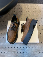 CELINE 26S LACE-UP LOAFERS IN DARK BROWN CALFSKIN