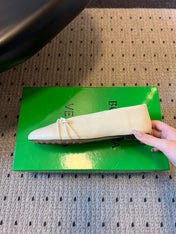 BOTTEGA VENETA 26S ESPADRILLE BALLET FLATS IN WHITE LAMBSKIN