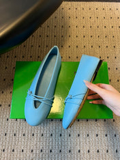 BOTTEGA VENETA 26S ESPADRILLE BALLET FLATS IN BLUE LAMBSKIN