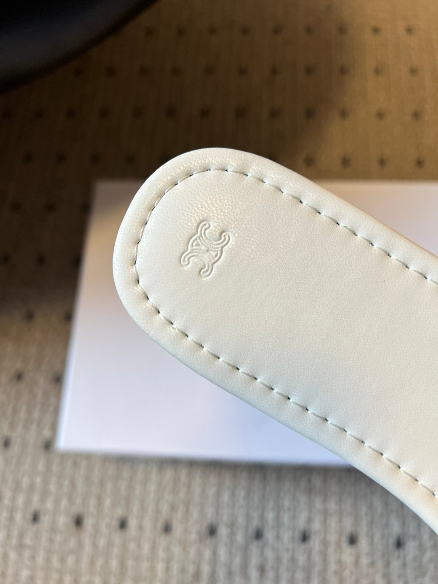 CELINE 26S FLAT SLIDES IN WHITE LAMBSKIN