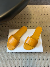 CELINE 26S FLAT SLIDES IN HONEY YELLOW LAMBSKIN