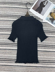 CHANEL 26S SHORT-SLEEVE POLO KNIT TOP 912