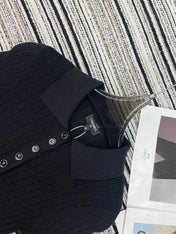 CHANEL 26S SHORT-SLEEVE POLO KNIT TOP 912