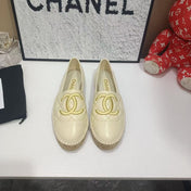 CHANEL 26S ESPADRILLE LOAFERS IN BEIGE CALFSKIN WITH ROPE SOLE