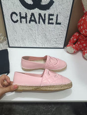 CHANEL 26S ESPADRILLE LOAFERS IN PINK CALFSKIN WITH ROPE SOLE