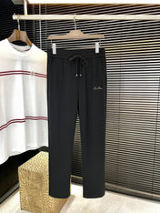 LORO PIANA DRAWSTRING JOGGER PANTS IN BLACK COTTON