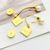 MIUMIU 26S PEARL BAR DROP LOGO EARRINGS IN GOLD TONE METAL 629846