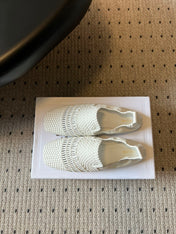 CELINE 26S LOAFERS IN WHITE WOVEN LAMBSKIN