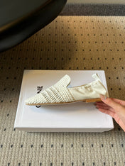 CELINE 26S LOAFERS IN WHITE WOVEN LAMBSKIN