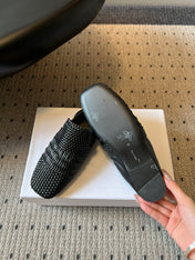CELINE 26S LOAFERS IN BLACK WOVEN LAMBSKIN