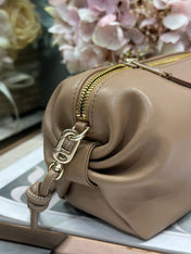 DIOR 26S BOW POUCH BAG 20 IN BROWN LAMBSKIN