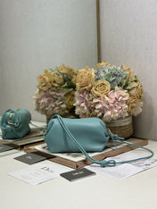 DIOR 26S BOW POUCH BAG 20 IN BLUE LAMBSKIN
