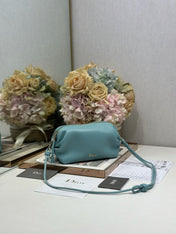 DIOR 26S BOW POUCH BAG 20 IN BLUE LAMBSKIN