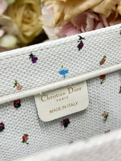 DIOR 26S BOOK TOTE BAG 26 IN MULTICOLOR MICRO FLORAL BAYADERE FABRIC