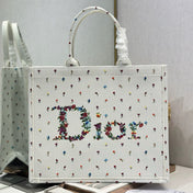 DIOR 26S BOOK TOTE BAG 42 IN MULTICOLOR MICRO FLORAL BAYADERE FABRIC