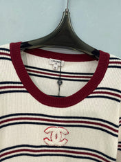 CHANEL 26S LONG SLEEVE STRIPED KNIT SWEATER 1571
