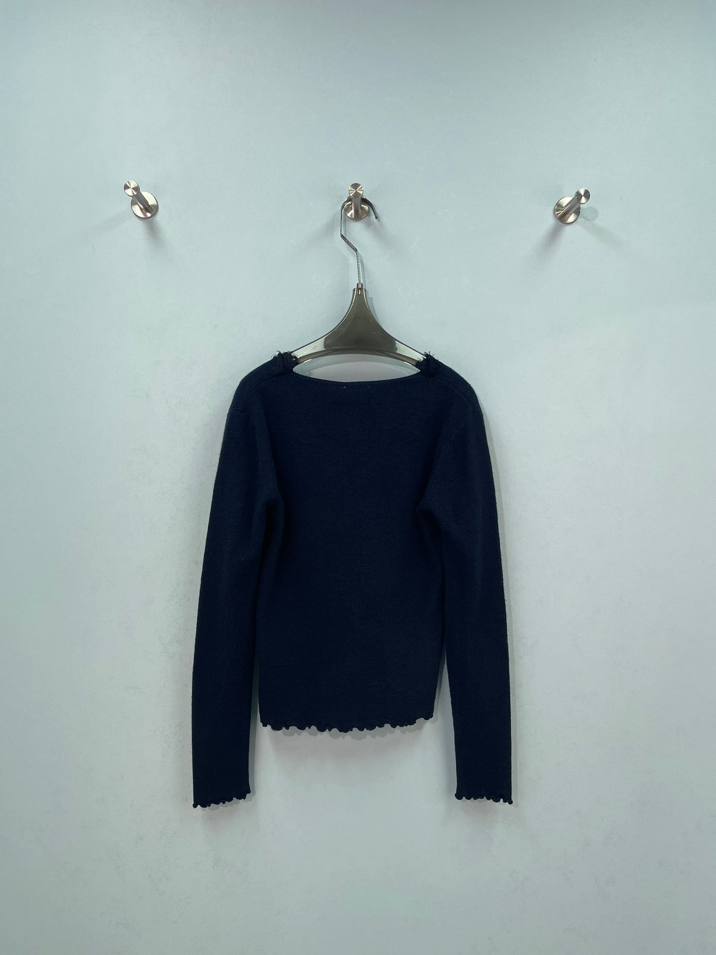 CHANEL 26S LACE TRIM V-NECK KNIT SWEATER 1569