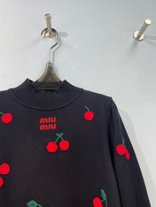 MIUMIU 26S CHERRY EMBROIDERED SWEATER 1475