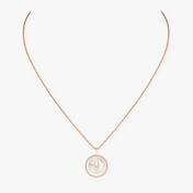 LUCKY MOVE 1 DIAMOND WHITE MOTHER OF PEARL PINK GOLD DIAMOND NECKLACE