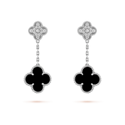 CLOVER DIAMOND AND ONYX EARRINGS