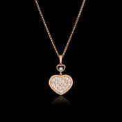 HAPPY HEART NECKLACE PINK GOLD FULL DIAMOND