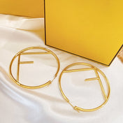 F GOLD FULL DIAMOND LETTER EARRINGS