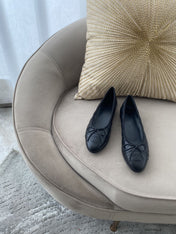 BALLET FLATS ALL BLACK QUILTED LAMBSKIN
