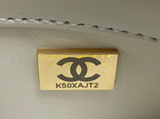 CC TRENDY 20CM WHITE LAMBSKIN GOLD HARDWARE
